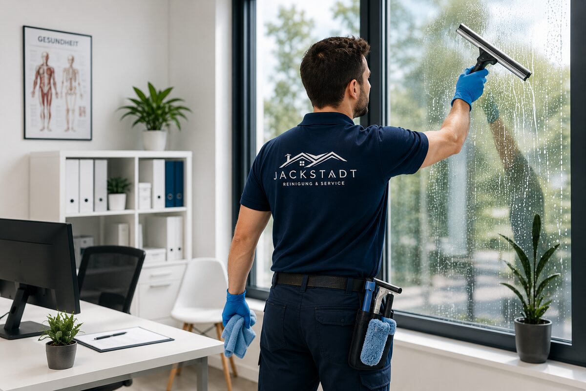 Glas- und Fensterreiniger bei der Arbeit